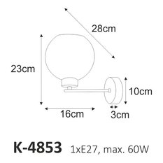 Kinkiet K-4853 ALDAR 16x23x28 cm do sypialni lub pokoju czarny/grafitowy - Miniaturka zdjęcia nr 3