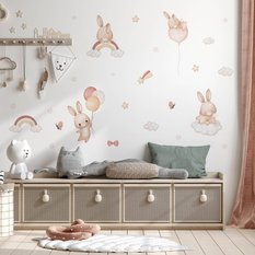 Naklejki Dla Dzieci Króliczki Gwiazdy Chmurki 120x60 Tęcze Balony ZESTAW - Miniaturka zdjęcia nr 4
