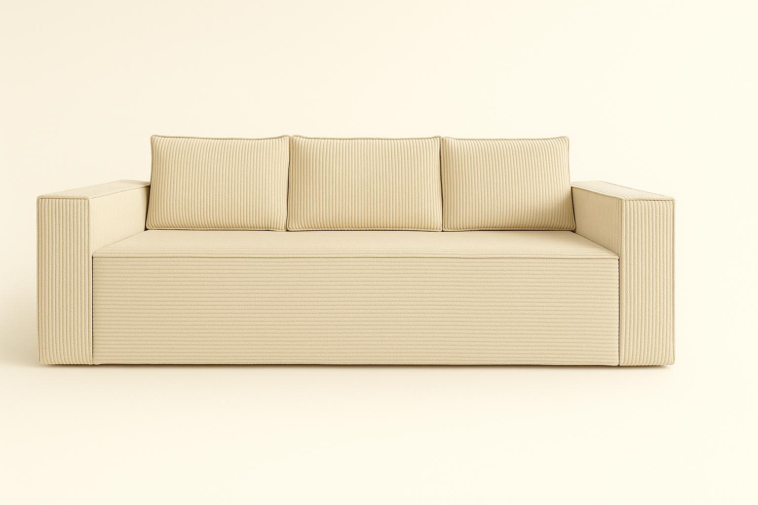 Kanapa 3-osobowa rozkładana Verona 248x52x93 cm wersalka z funkcją spania i pojemnikiem sprężyny bonell sztruks beżowa do salonu WERONA nr. 3
