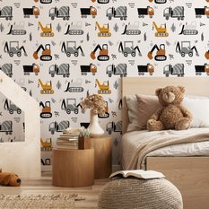 Tapeta Dziecięca WYWROTKI Maszyny Pojazdy Dźwigi  - Miniaturka zdjęcia nr 3