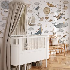 Naklejki Na Ścianę Dla Dzieci Wieloryby Chmury Balony 60x30 Gwiazdy ZESTAW - Miniaturka zdjęcia nr 6