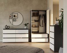 Szafa otwierana Malwa SS-90 180x90x60 cm do sypialni antracyt biel - Miniaturka zdjęcia nr 8