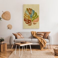 Obraz Na Płótnie Liść Monstery Natura Abstrakcja Styl Boho 80x120cm - Miniaturka zdjęcia nr 3