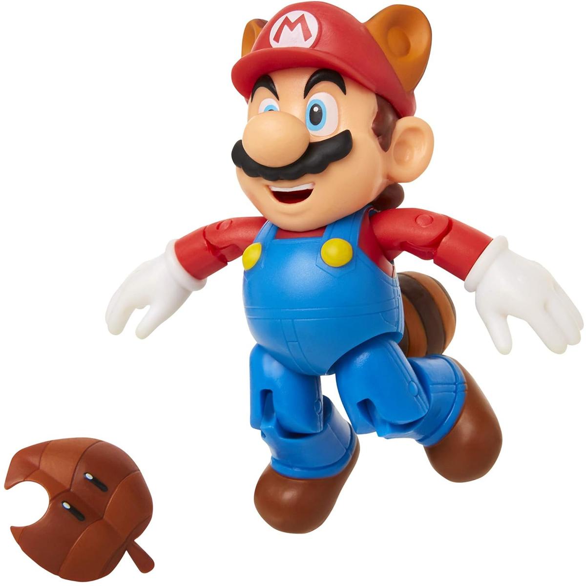 SUPER MARIO oryginalna ruchoma figurka Raccoon Mario + Super Leaf zabawka dla dzieci 10 cm nr. 3