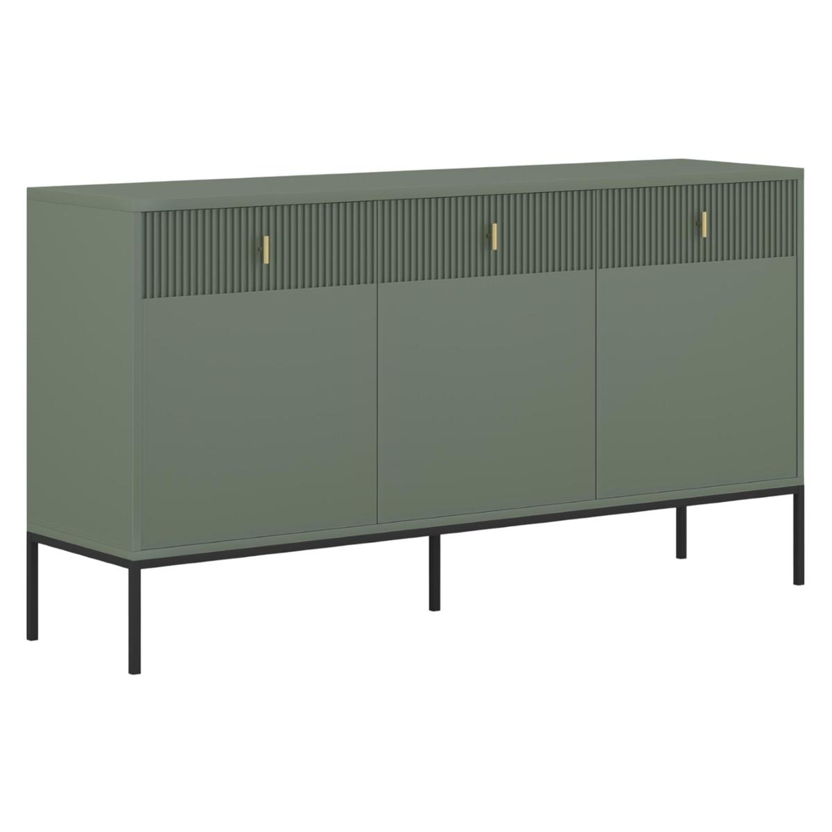 Komoda Maggiore 154 cm do sypialni garderoby smoke green czarny złoty