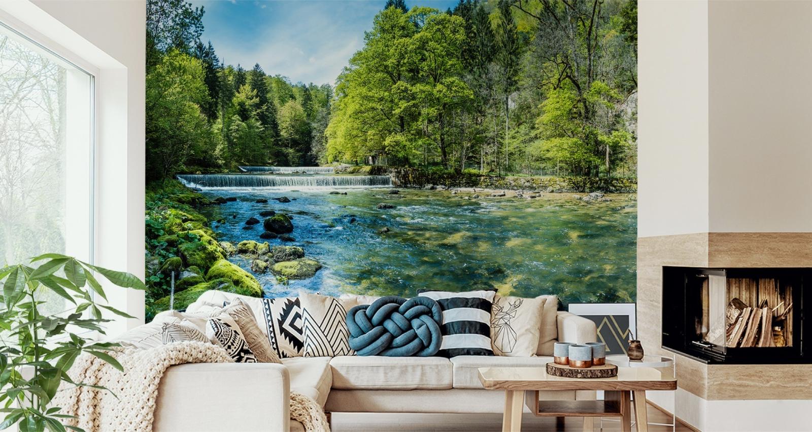 Fototapeta do salonu rzeka las natura 3D Dekoracja Nowoczesna Przyrodnicza nr. 3