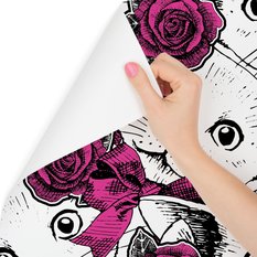Tapeta – Koty i róże, styl abstrakcyjny 