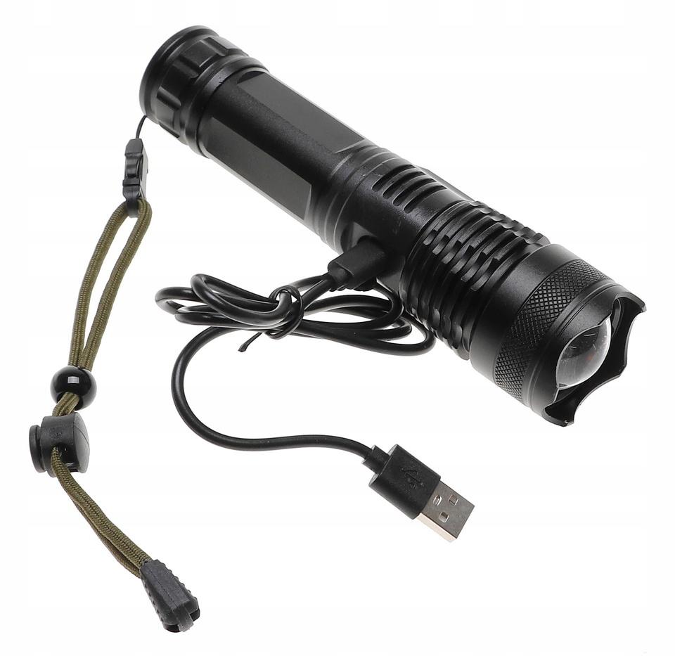 Latarka LED mocna P90 z funkcją zoom usb podręczna nr. 6