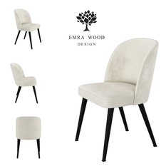  Krzesło DELUXE KR-2 53x49x83 cm welurowe do jadalni biały