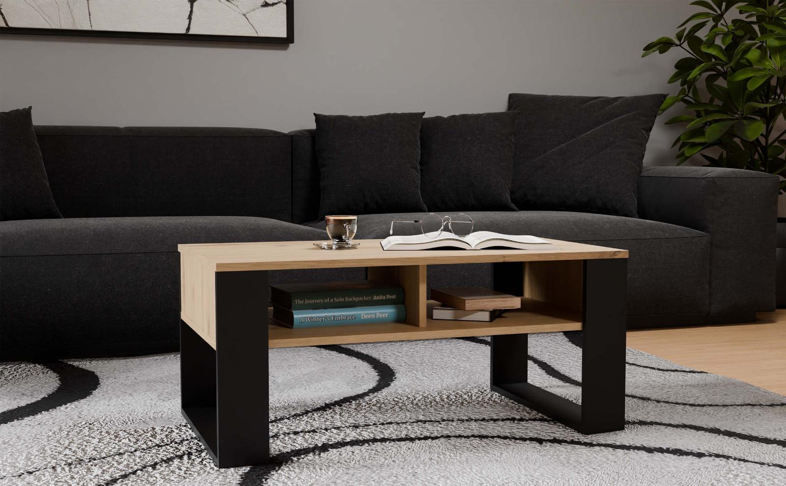 Stolik kawowy ława Modern 2p 58x98x50 cm do pokoju brązowo-czarny do pokoju nr. 4