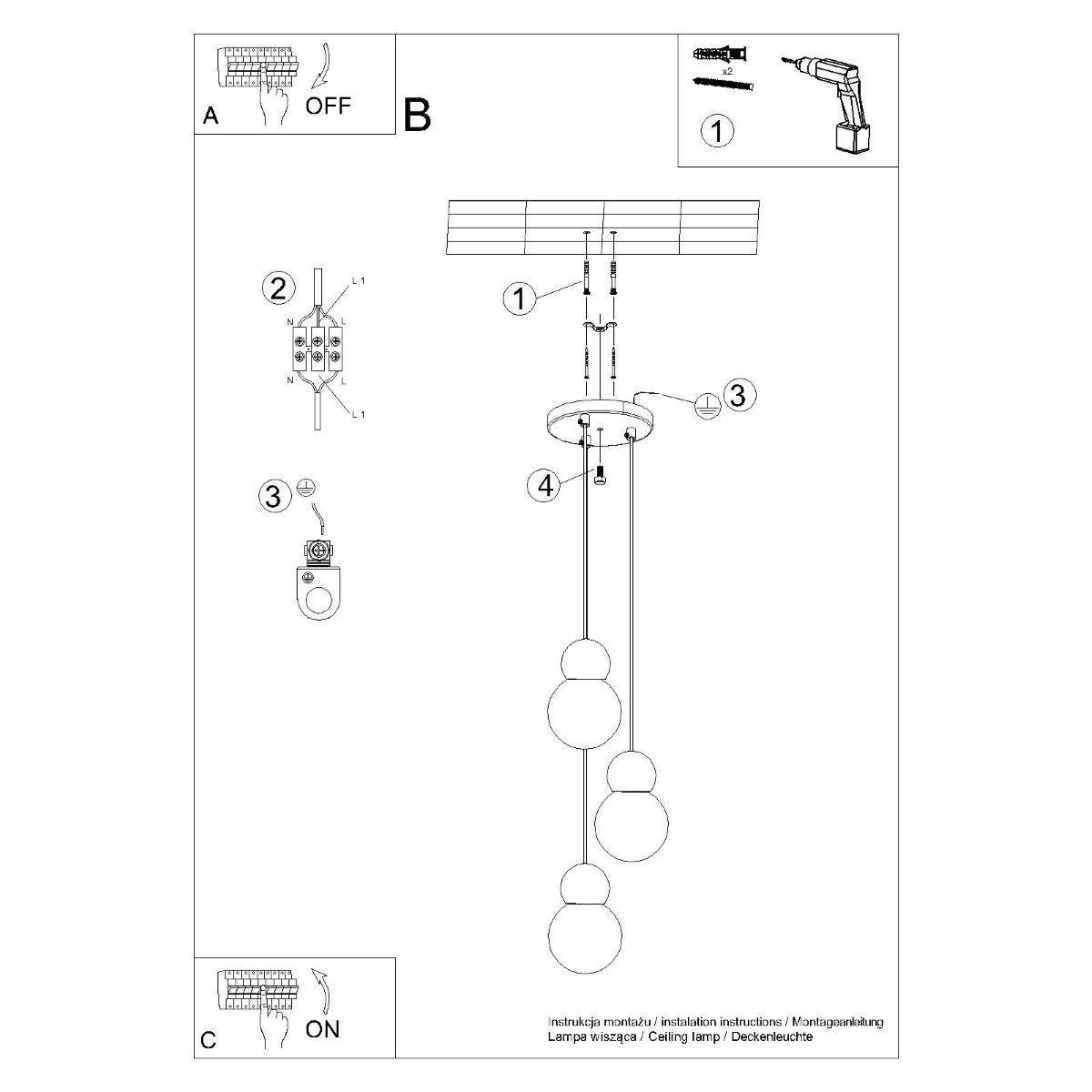 Lampa wisząca PEKKA 3P biała/naturalne drewno 124x31x31cm nowoczesna G9 do salonu nr. 11