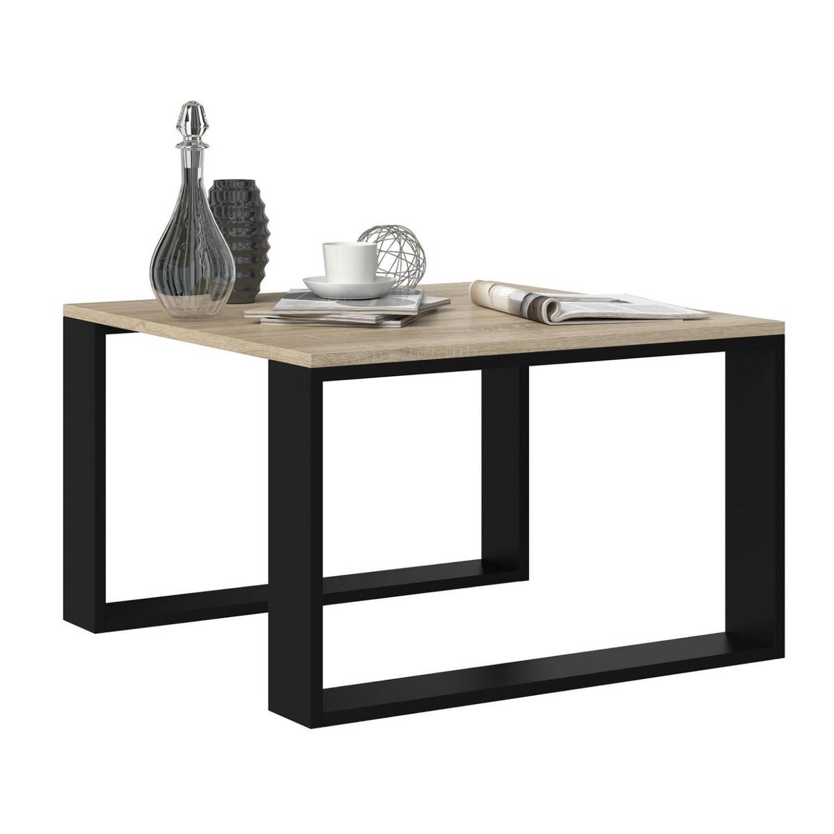 Stolik kawowy ława loft Modern Mini 67x67x40 cm klasyczny dąb sonoma czarny do pokoju