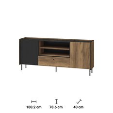 Komoda Prestigo 180 cm do salonu orzech czarny mat - Miniaturka zdjęcia nr 3