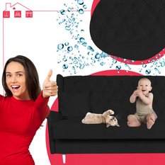 Kanapa z funkcją spania GAJA 212x95x93 cm uszak rozkładana wersalka pikowana z poduszkami TRINITY czarny - Miniaturka zdjęcia nr 15
