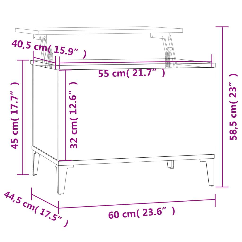 Stolik kawowy 60x44,5x45 cm z rozkładanym blatem ze schowkiem szarość betonu do salonu nr. 10