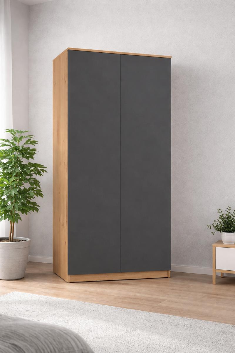 Szafa garderoba MARTUSIA 90x180x50 cm drzwi półki do przedpokoju lub pokoju front grafit dąb artisan nr. 2