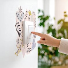 Naklejka Pod Kontakt Do Pokoju Dziecięcego 20x20 Kwiaty Serduszka Liście Boho - Miniaturka zdjęcia nr 7