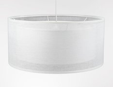 Lampa wisząca DUO 50 cm lniana do sypialni pokoju biała  - Miniaturka zdjęcia nr 5