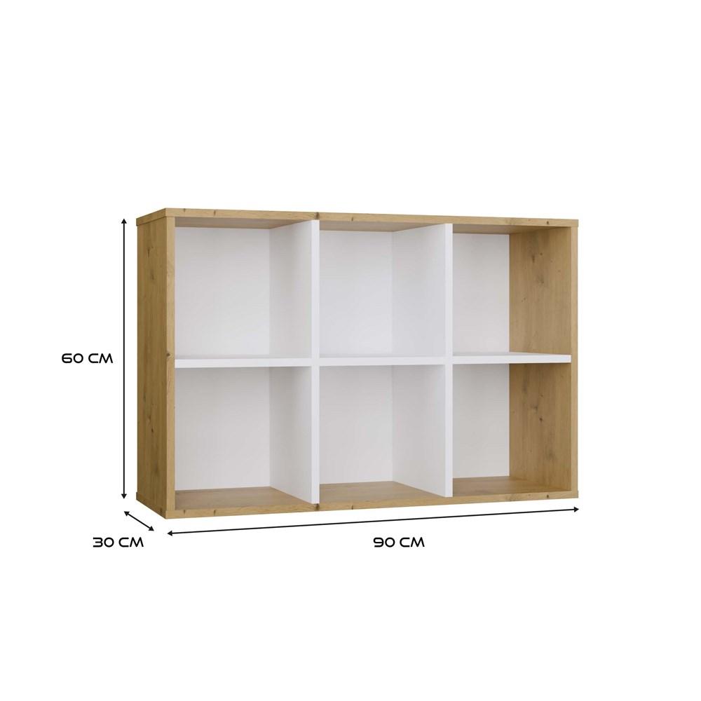 Regał Malax MINI 60x90x30 cm do sypialni salonu dąb artisan biel  nr. 4