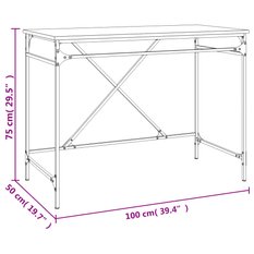 Biurko 100x50x75 cm z żelazną ramą industrialne brązowy dąb do biura lub gabinetu - Miniaturka zdjęcia nr 9