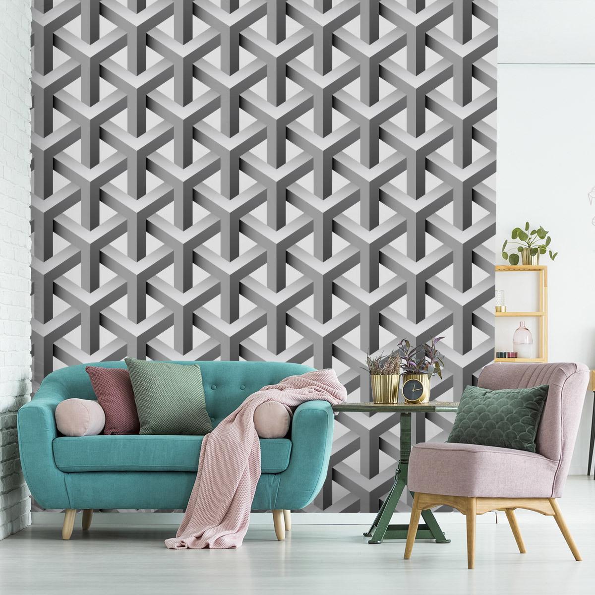 Tapeta geometryczna, efekt 3d, z głębią, do salonu  nr. 4