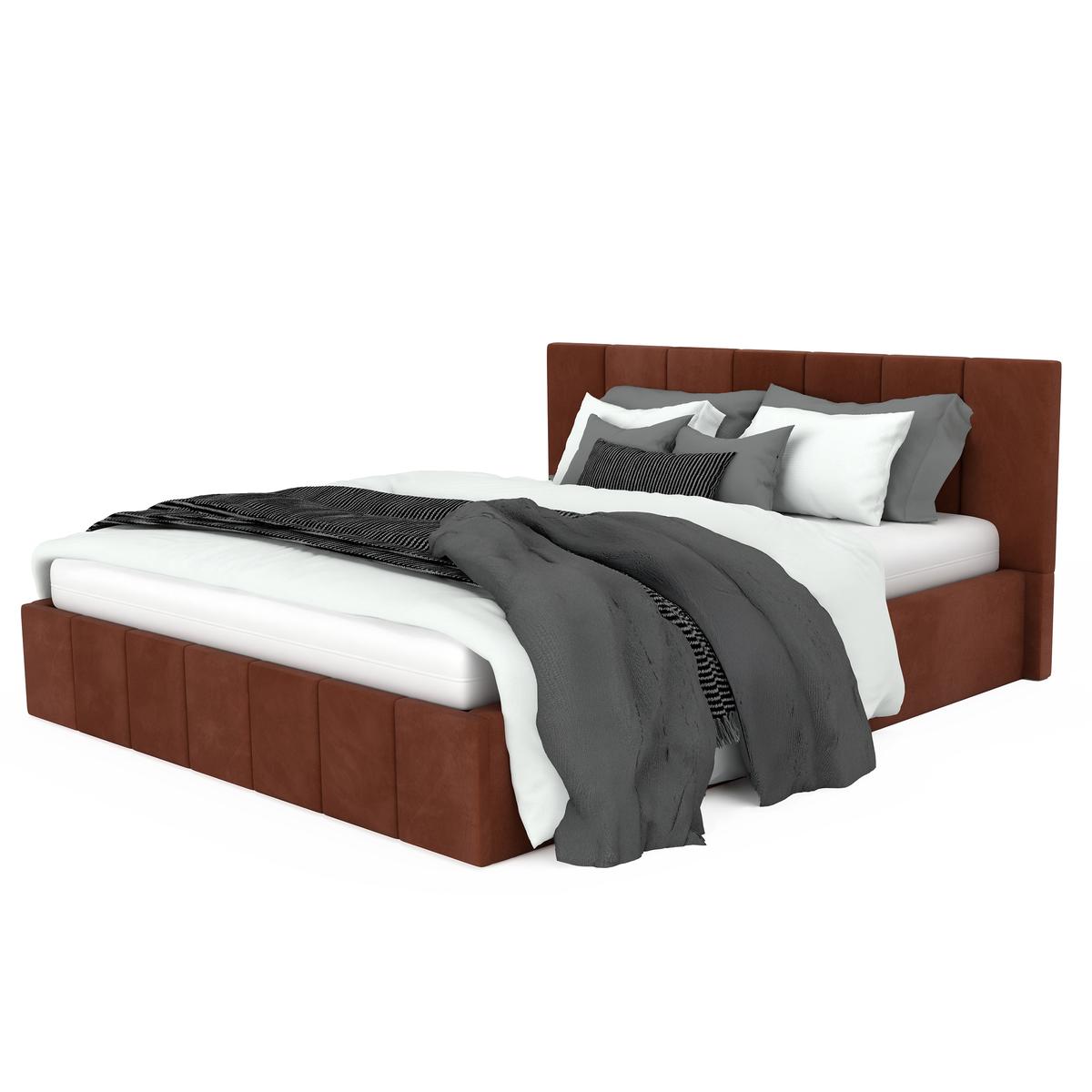 Łóżko tapicerowane 140x200 premium z pojemnikiem do sypialni miodowe wezgłowie 107 cm nr. 8