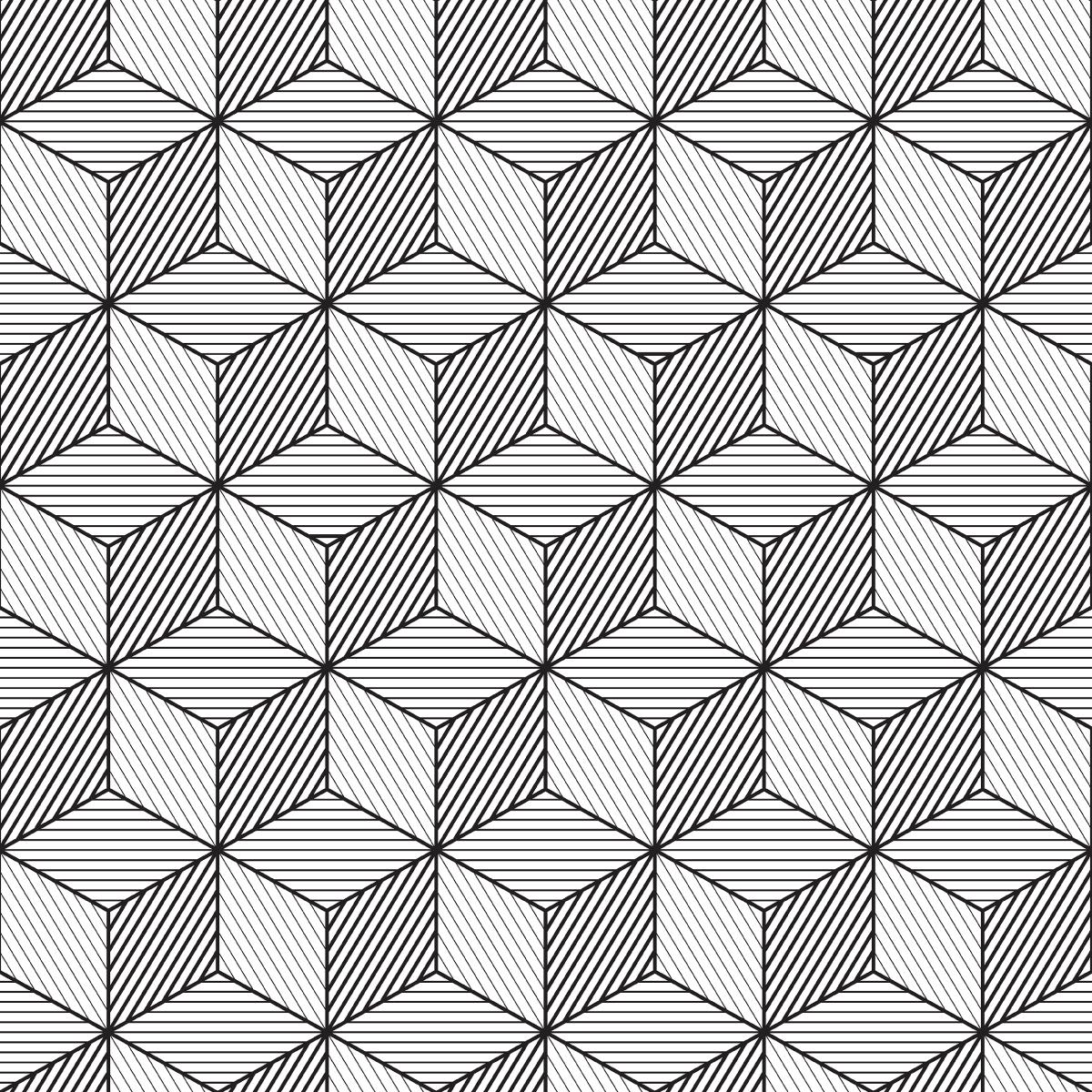 Tapeta Ścienna GEOMETRYCZNE Czarno-Białe Sześciany 53x1000  nr. 6