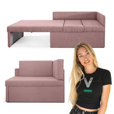 Narożnik dziecięcy Viluś 108x81x78 cm sofa jednoosobowa do pokoju salonu z funkcją spania i przechowywania dla dzieci różowy - Miniaturka zdjęcia nr 2