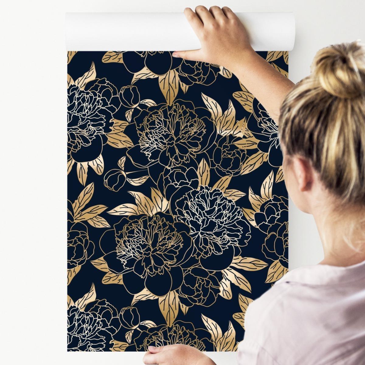 Tapeta PIWONIE Kwiaty Styl Glamour Ozdoba Efekt 3D  nr. 7