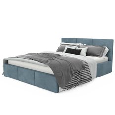 Łóżko tapicerowane  140x200x88 cm do sypialni otwierany schowek na pościel  morski - Miniaturka zdjęcia nr 10