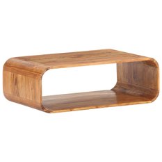  Stolik kawowy 90x50x30 cm z praktyczną półką z litego drewna akacjowego do salonu - Miniaturka zdjęcia nr 11