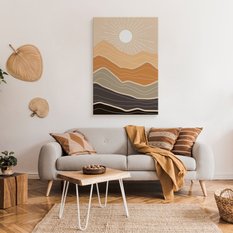 Obraz Do Sypialni Góry Pejzaż Słońce Natura Styl Boho Abstrakcja 80x120cm - Miniaturka zdjęcia nr 3