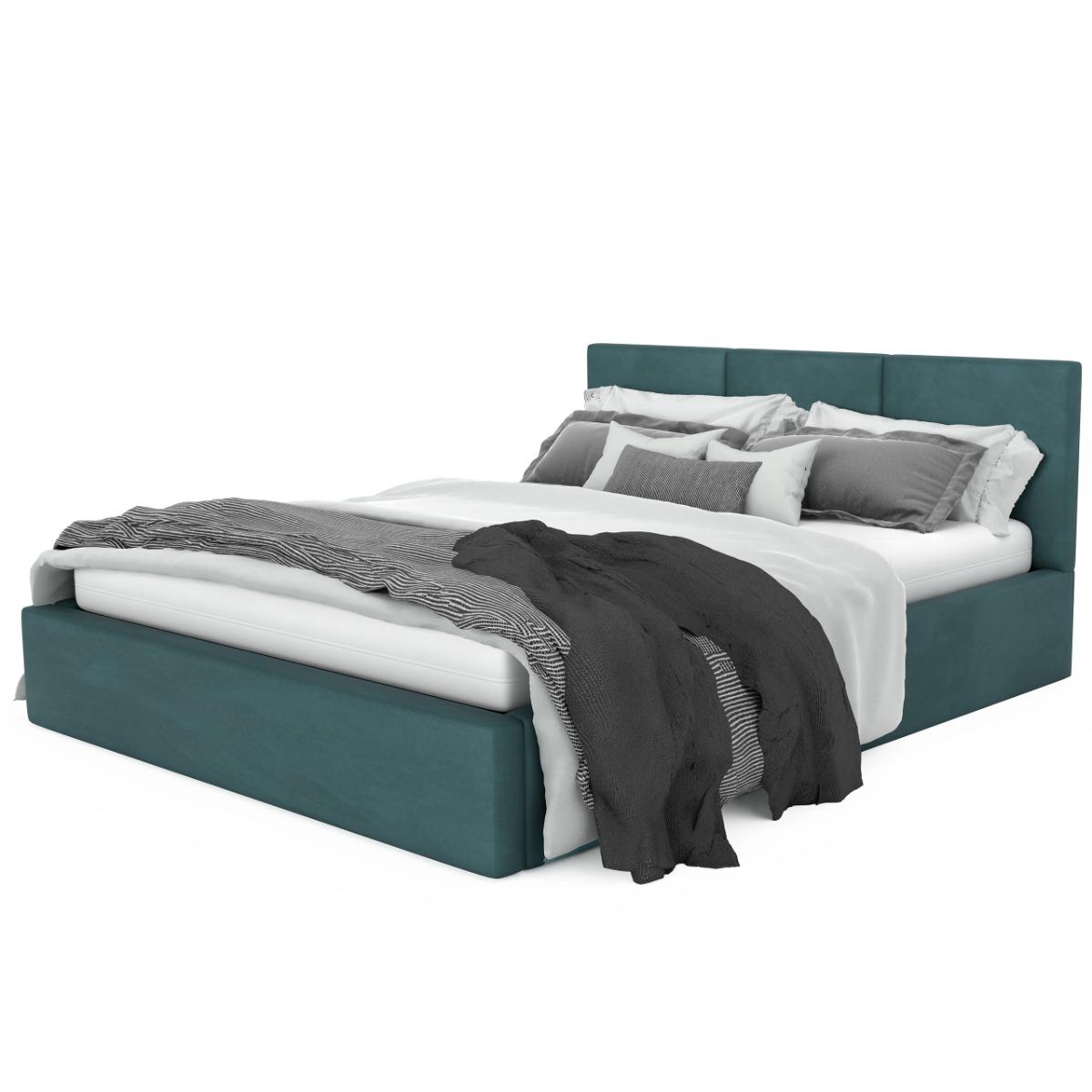 Łóżko tapicerowane do sypialni 180x200x88 podwójne z pojemnikiem basic turkusowe nr. 10