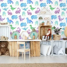 Tapeta w kolorowe dinozaury, do pokoju chłopca  - Miniaturka zdjęcia nr 4