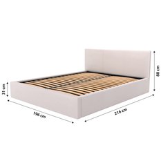Łóżko tapicerowane do sypialni 180x200x88 cm podwójne z pojemnikiem basic kremowe - Miniaturka zdjęcia nr 16