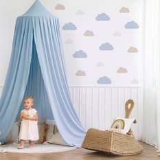 NAKLEJKA NA ŚCIANĘ DO POKOJU DZIECKA 120x60 NIEBIESKO-BEŻOWE CHMURKI - Miniaturka zdjęcia nr 5
