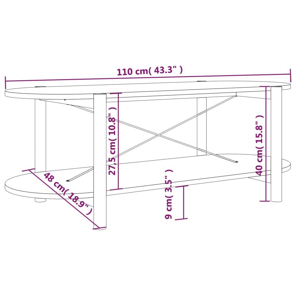 Stolik kawowy 110x48x40 cm z praktyczną półką czarny do salonu nr. 7