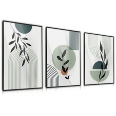 Zestaw 3X Plakat W Ramie Do Salonu Styl Boho Łuki Liście Natura 60x80cm - Miniaturka zdjęcia nr 1