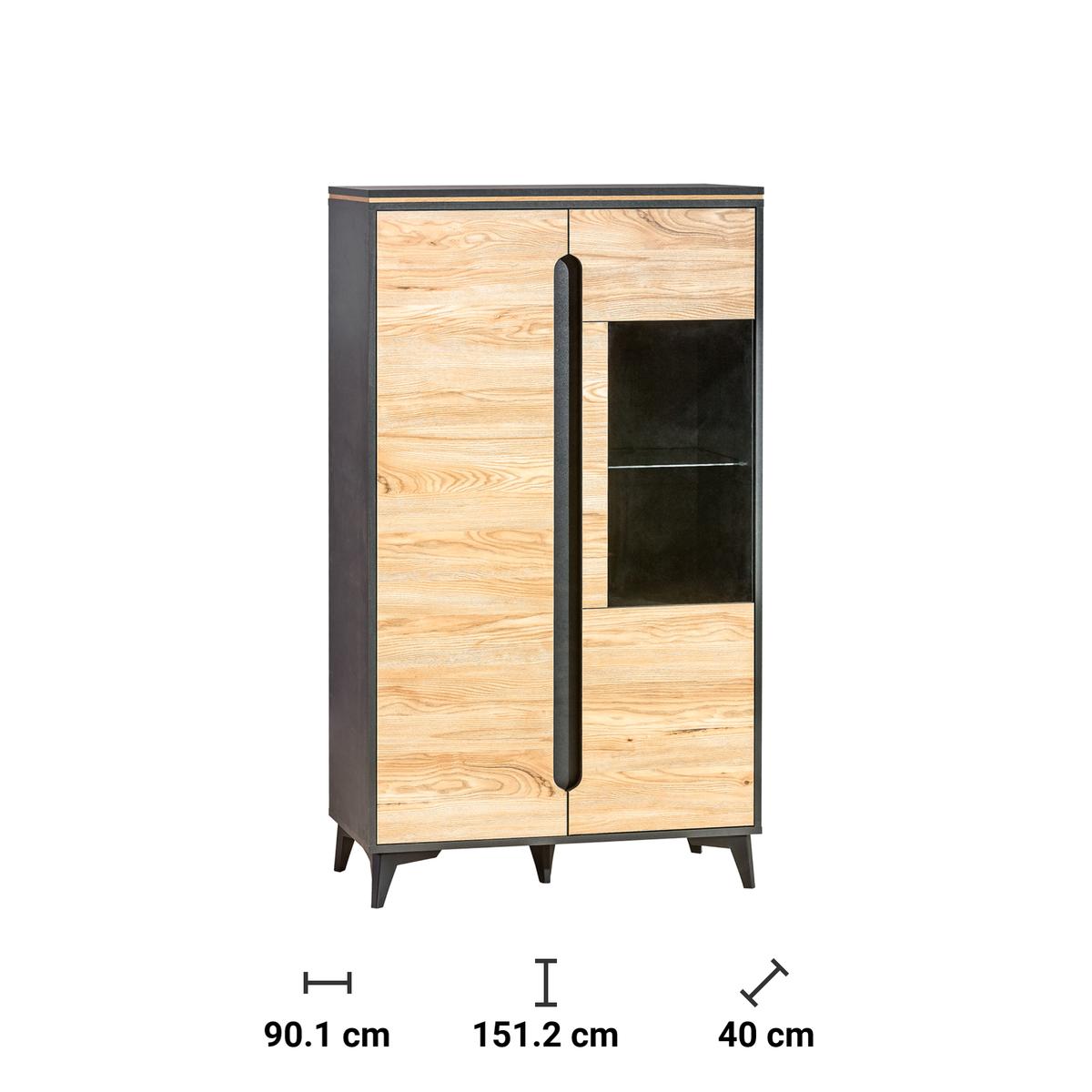 Witryna 90,1x40x151,2 cm Gappa z dwoma drzwiczkami fresco i jesion górski do salonu nr. 2