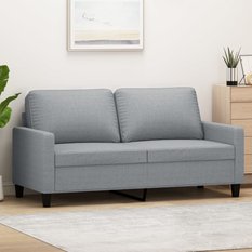 Sofa 158x77x80 cm 2-osobowa wygodna tapicerowana tkaniną jasnoszara do salonu - Miniaturka zdjęcia nr 2