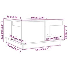 Stolik kawowy 60x61x32,5 cm z przestronnymi półkami lite drewno sosnowe do salonu - Miniaturka zdjęcia nr 8