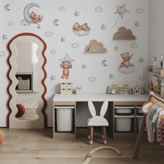 Naklejki Na Ścianę Dla Dzieci Misie 60x30 Szare Księżyce ZESTAW - Miniaturka zdjęcia nr 7