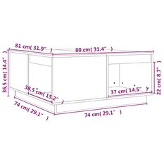 Stolik kawowy 80x81x36,5 cm z przestronnymi półkami lite drewno sosnowe miodowy brąz do salonu - Miniaturka zdjęcia nr 8