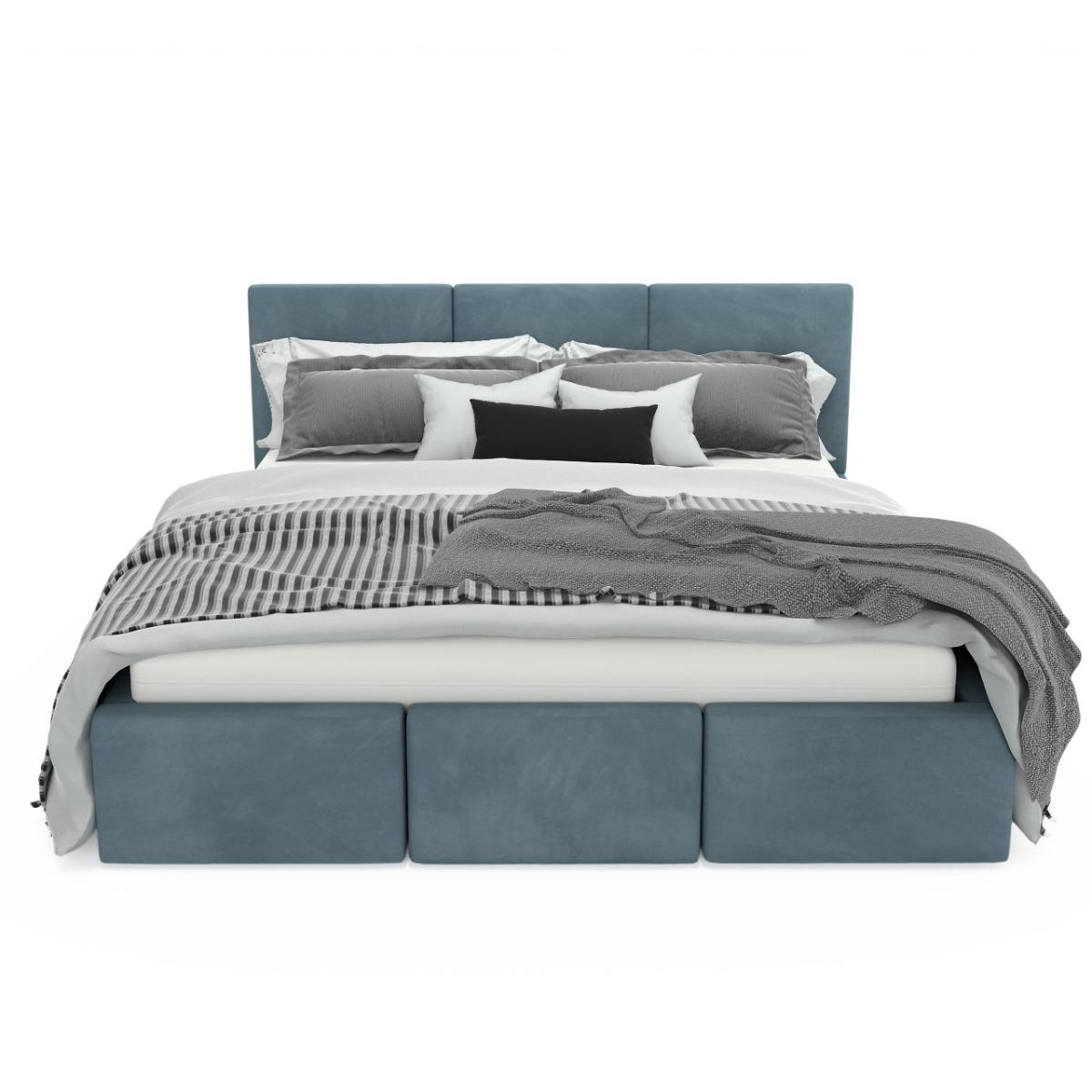 Łóżko tapicerowane do sypialni 180x200x88 cm podwójne z pojemnikiem modne morskie nr. 11