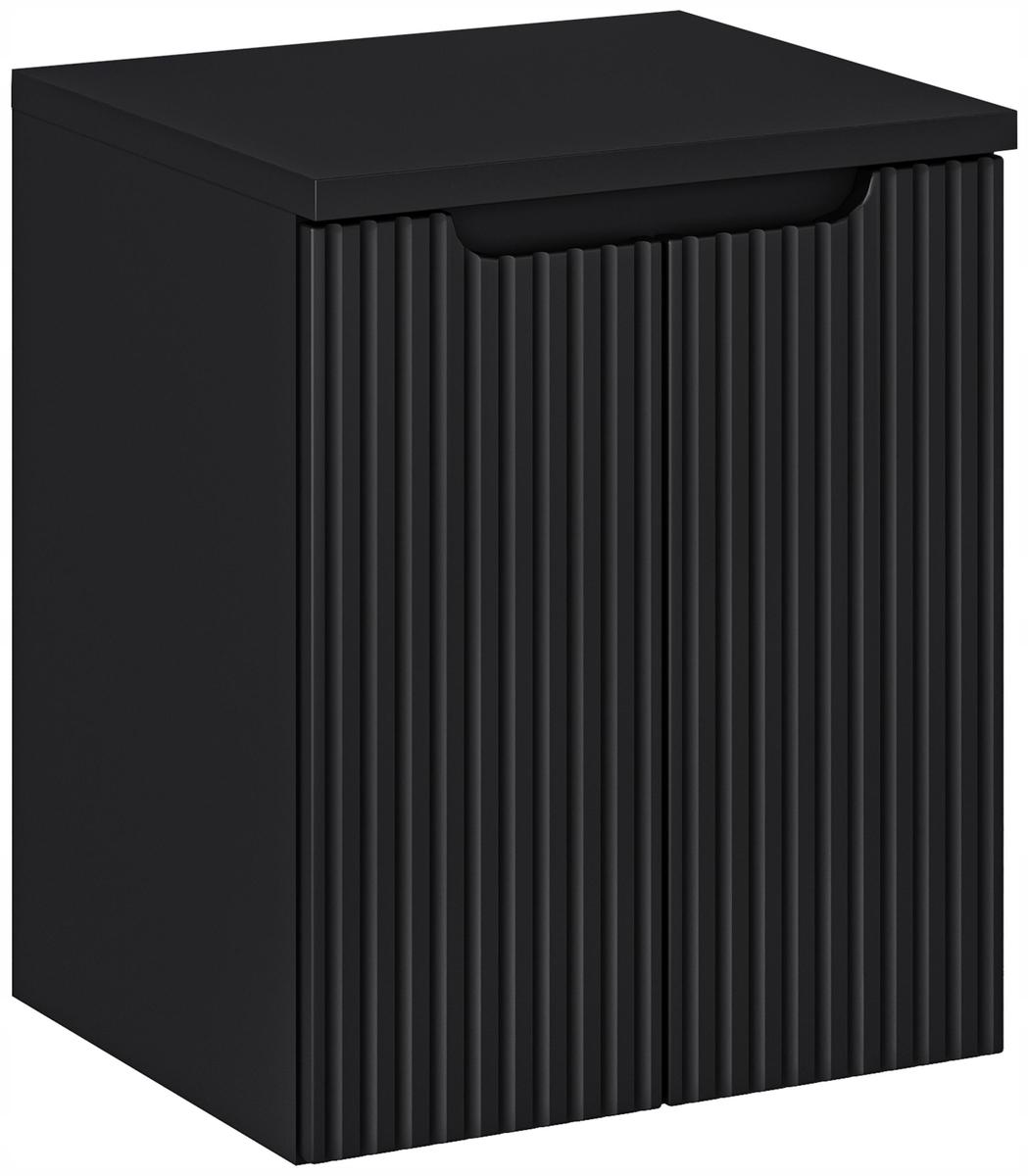 Szafka łazienkowa pod umywalkę NOVA BLACK 50,4x40x57 cm z blatem otwierana z półkami ryflowany front black czarna