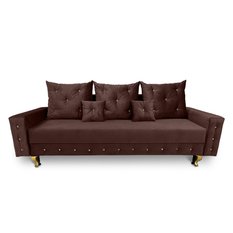 Kanapa PERIA glamour 230x95x85 cm z funkcją spania i przechowywania kryształki welur brązowa do salonu - Miniaturka zdjęcia nr 2