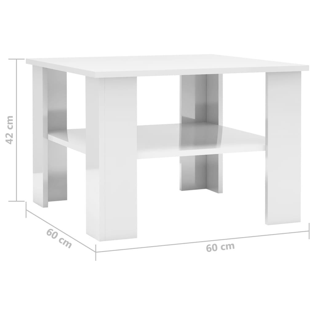 Stolik kawowy 60x60x42 cm z płyty wiórowej biały o wysokim połysku do salonu nr. 5