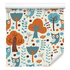 Tapeta dla dzieci – Kolorowe sowy, dekor nowoczesny