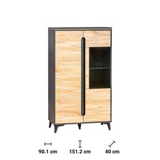 Witryna 90,1x40x151,2 cm Gappa z dwoma drzwiczkami fresco i jesion górski do salonu - Miniaturka zdjęcia nr 2