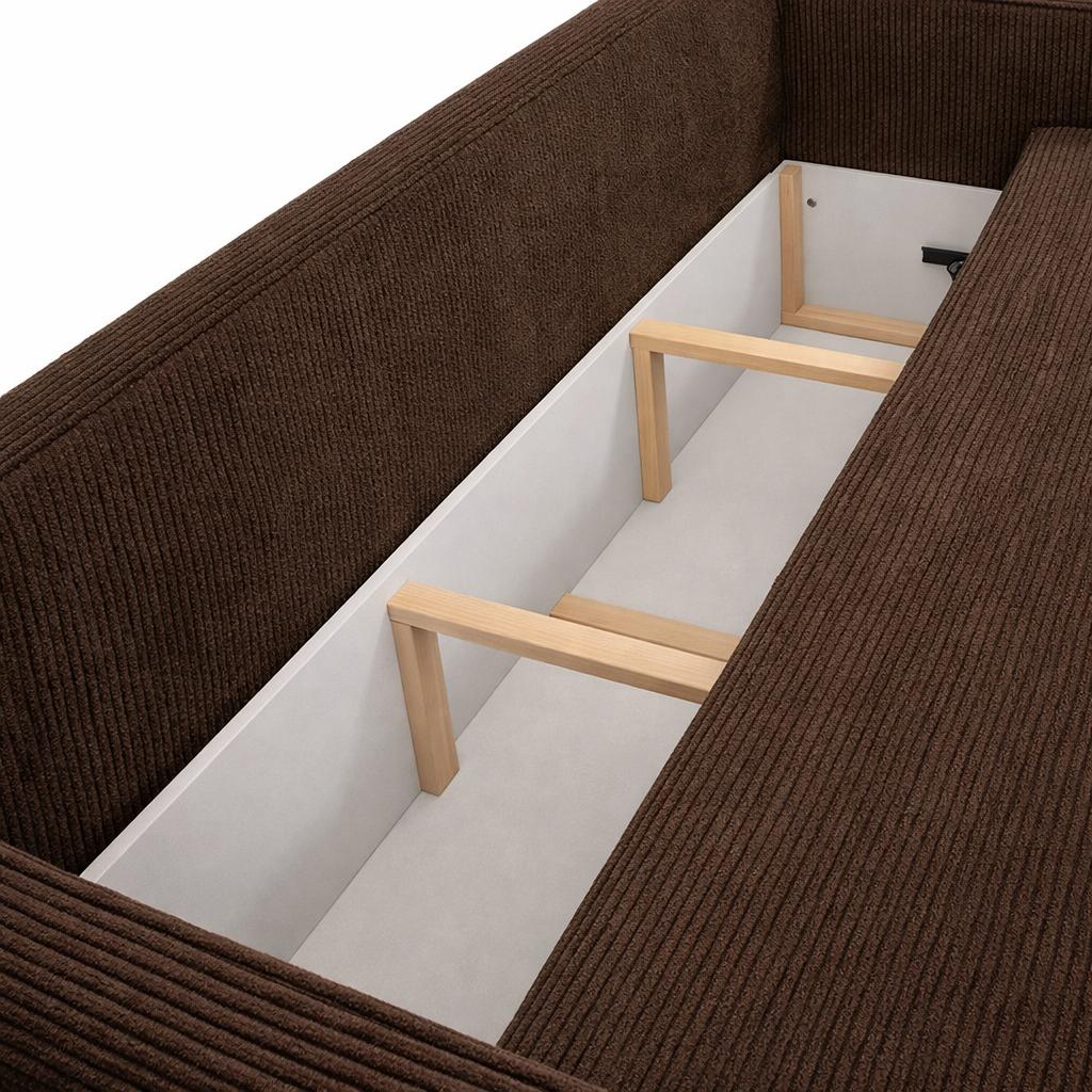 Kanapa rozkładana Verona 248x52x93 cm wersalka z funkcją spania i pojemnikiem sprężyny bonell czekoladowa brąz nr. 6